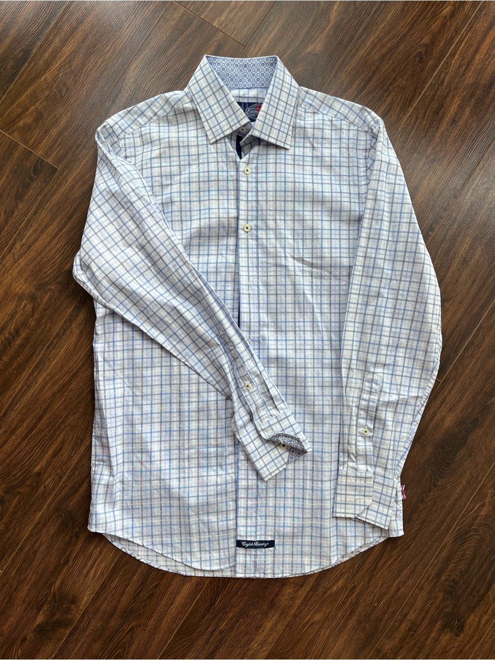 English Laundry Light Blue & White Plaid Button-Down Shirt